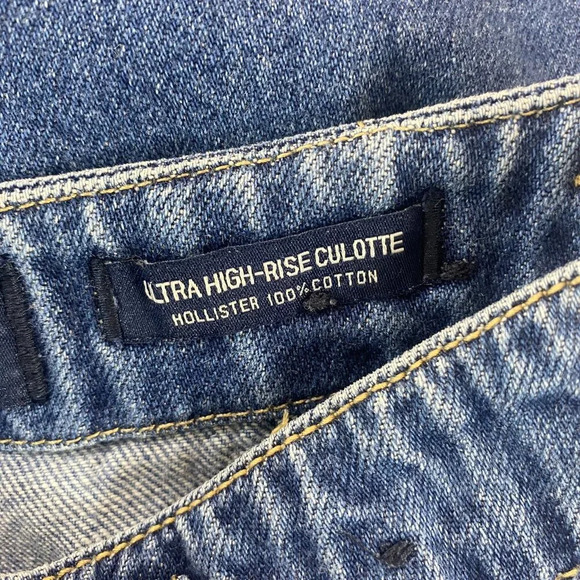 Hollister Ultra High-Rise Culotte Jeans Women Size 3 26 x 22 Blue Denim Wide Leg - Picture 10 of 11